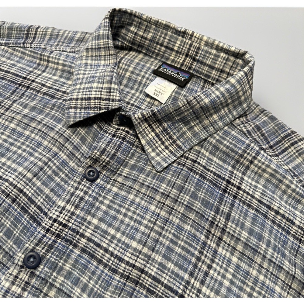 Patagonia Organic Cotton Casual Button Up Shirt Mens Plaid 2XL Short Sleeve